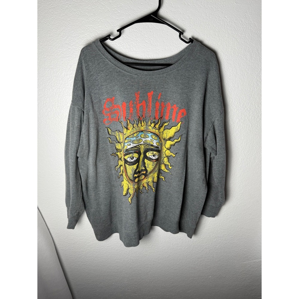 Sublime Sun Graphic Sweatshirt Gray Oversized Pullover Crewneck Size 1